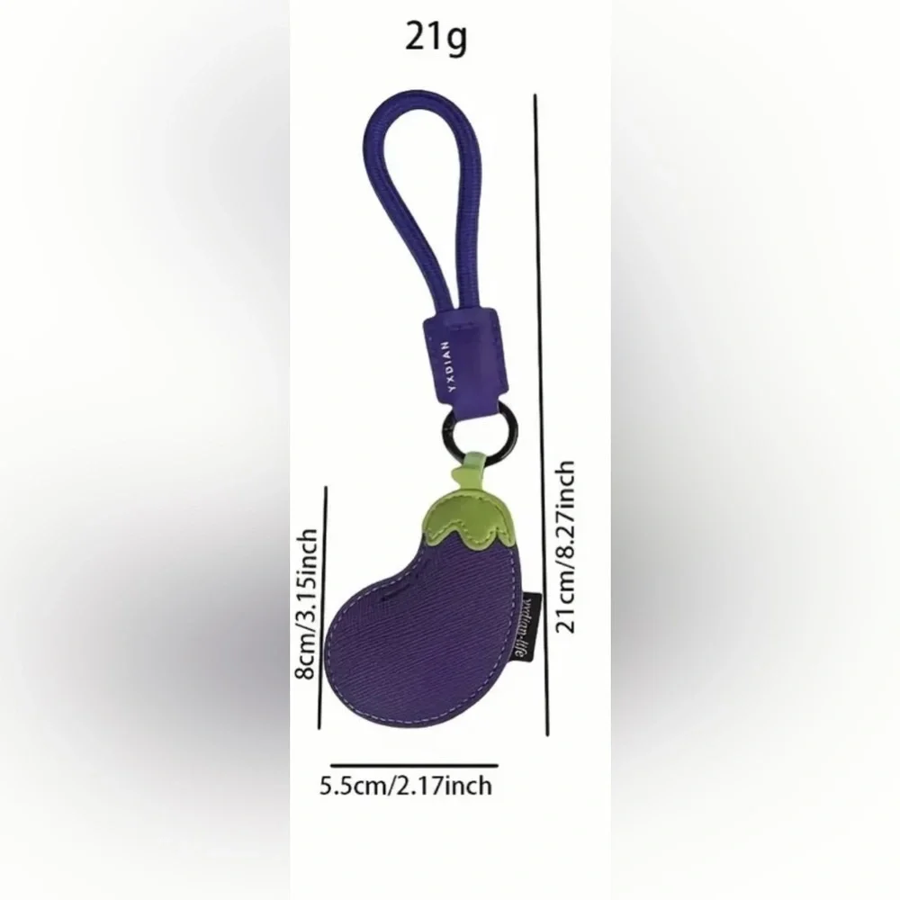 Purple Eggplant Purse Charm Keychain – Cute Fruit Bag Accessory – NWT